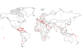 圖四 Tabasco辣椒醬全球銷售地區點陣圖